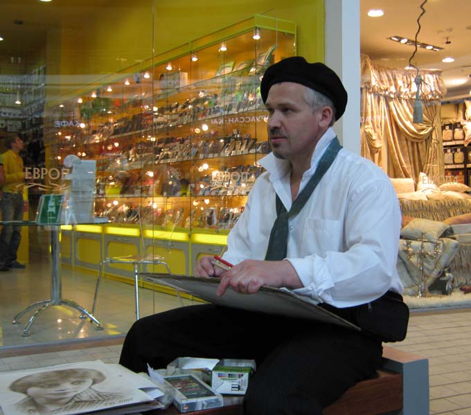 Мишель рисует шаржист Михаил Шбалин